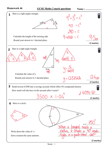 gcse maths revision homework