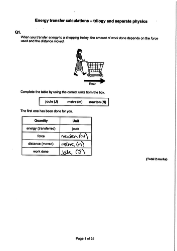 GCSE Physics Revision - Energy transfers and calculations