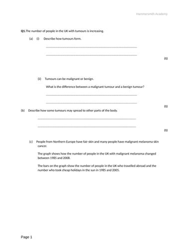 AQA GCSE Trilogy Biology lesson - Cancer | Teaching Resources