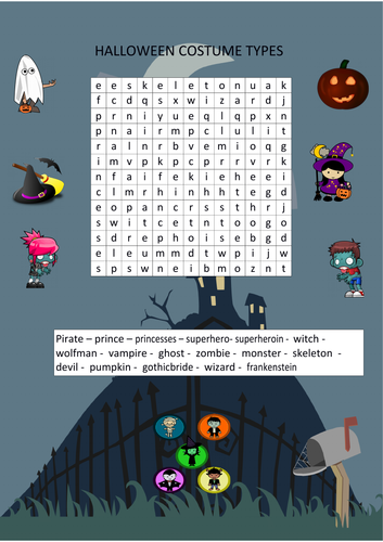 Halloween Crossword For Costumes Teaching Resources