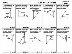 RAG Sheets - Trigonometry - SOHCAHTOA Sides | Teaching Resources