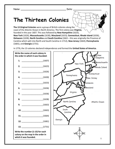 13 Colonies United States Of America Teaching Resources