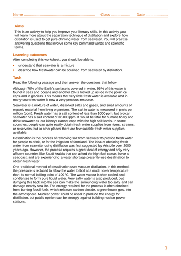 New AQA GCSE Chemistry Separate/Trilogy - Mixtures & separating ...