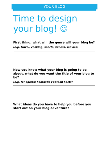 Creating a blog, template for ideas