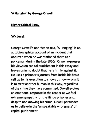 a hanging essay by george orwell