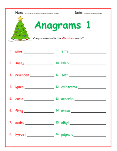 Christmas Anagrams (2 worksheets)