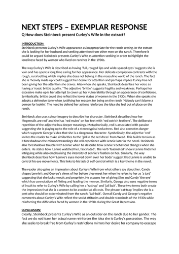 Chapter 2 Of Mice and Men - analysing Curley and Curley's Wife