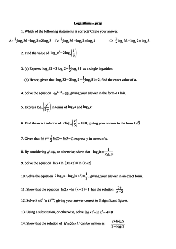 Logarithms (new A level maths) | Teaching Resources