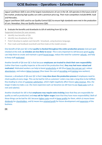 GCSE Business (9-1) OCR - Operations - Assessment & Revision resource ...