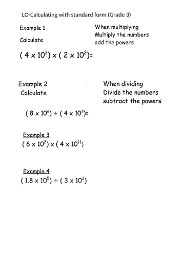 Calculating with standard form full lesson + worksheet | Teaching Resources
