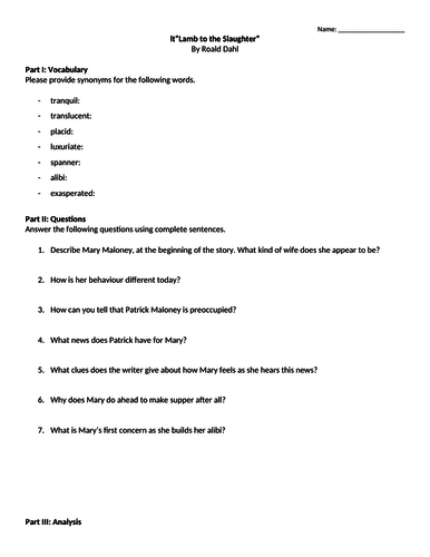 lamb to the slaughter essay plan