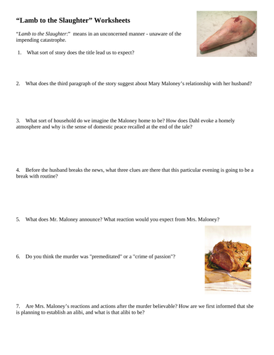 Lamb To The Slaughter Comprehension Questions