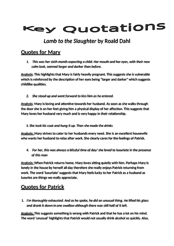 lamb to the slaughter essay plan