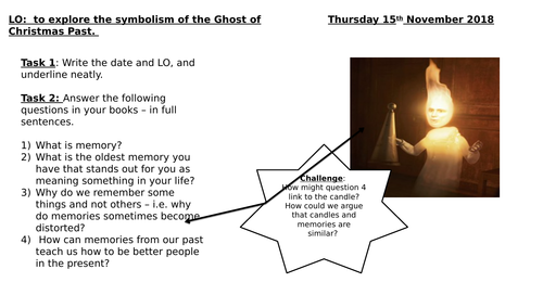 A Christmas Carol Ghost of Christmas Past presentation AQa 2017 Higher Ability