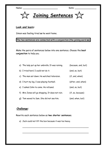 Conjunctions (3-page activity booklet)
