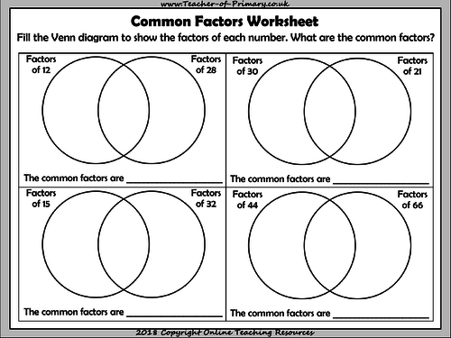 common factors problem solving year 5