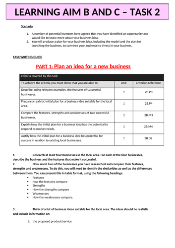 unit 22 assignment 2 btec business example