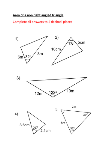 Area Of A Non Right Angled Triangle Lesson Teaching Resources 5530