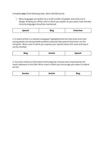 Ib Dp English B Hl Paper 1 Sample Assessments Teaching Resources