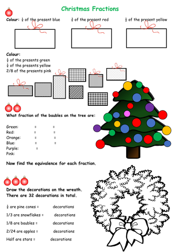Maths Christmas Fractions Differentiated Teaching Resources