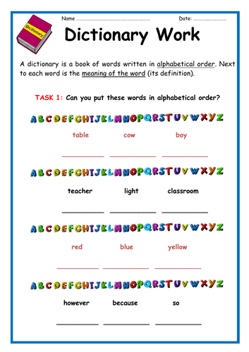 Dictionary Work (5-page booklet)