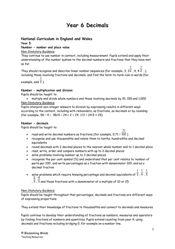 ks2 year 6 maths sats decimals revision teaching resources