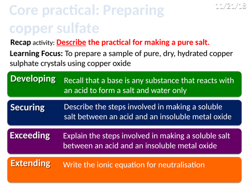 CC8c Core practical - preparing copper sulfate (Edexcel Combined Science)