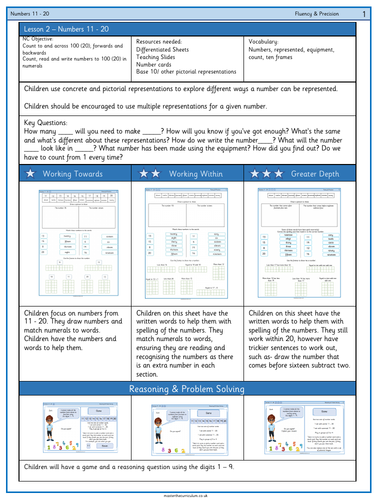 Year 1-Week 1- Place Value to 20 -Differentiated Worksheets- White Rose ...