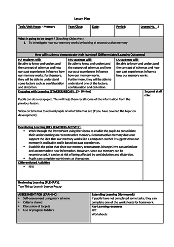 OCR GCSE PSYCHOLOGY 9-1: MEMORY | Teaching Resources