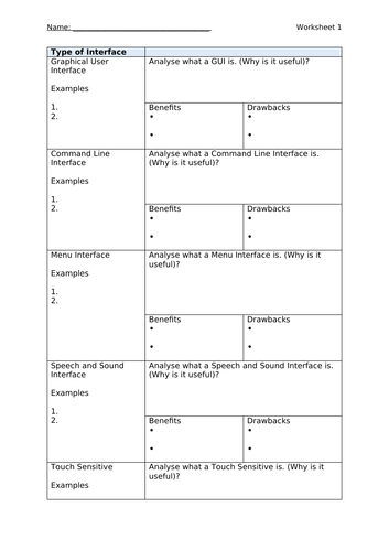 BTEC DIT - Worksheets to support Assignment 1 Component A