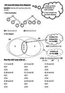 ks34 hcf and lcm using venn diagram worksheet teaching resources