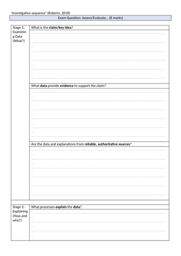 Assess/Evaluate/To what extent structure sheets | Teaching Resources
