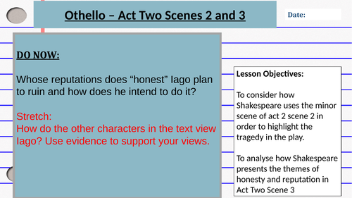 Othello Act Two William Shakespeare | Teaching Resources