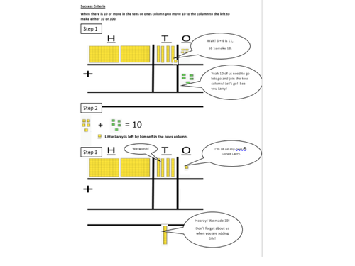 column addition problem solving year 3