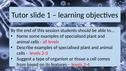 Specialised cells AQA Activate KS3 Year 7 whole lesson 8.2.3 suitable for non-specialists