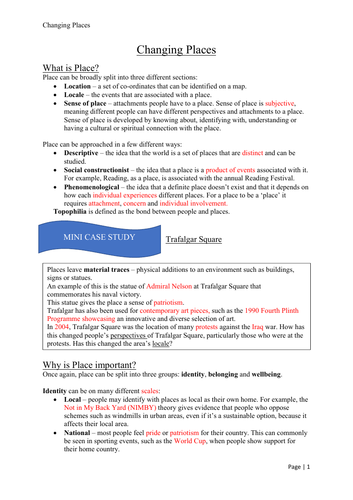 AQA A Level Geography - Changing Places