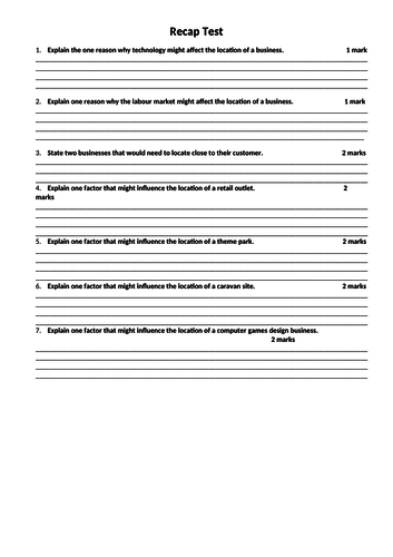 3.1.5 GCSE AQA Business 9-1: Business Location