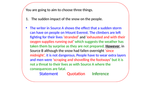 Aqa Language Paper 2 Lesson Plan The Death Zone London Snow Mock Paper Teaching Resources