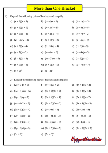 Over 100 Questions + answers on Expanding Brackets | Teaching Resources