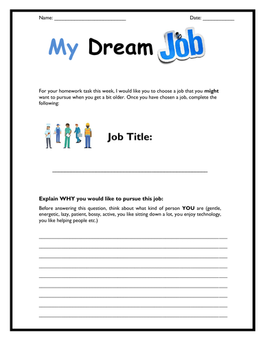 My Dream Job - Homework Task | Teaching Resources