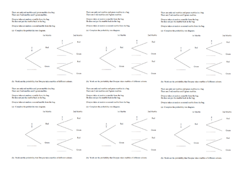 Tree diagrams (with and without replacement) | Teaching Resources
