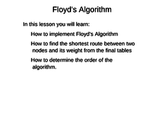 SAMPLE - Floyd's Algorithm - Decision 1 Full lesson | Teaching Resources