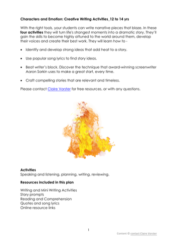 Realistic Characters and Emotion: Creative Writing Activities_12 to 14 ...