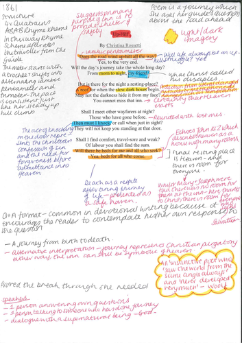 A2 Literature WJEC - 10 Annotated Rossetti poems PART 1 | Teaching ...