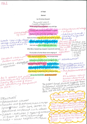 A2 Literature WJEC - 10 Annotated Rossetti poems PART 1 | Teaching ...