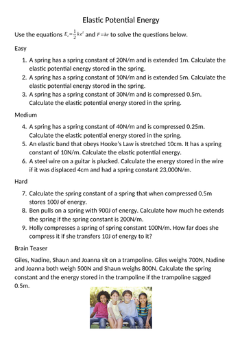 Elastic Potential Energy | Teaching Resources