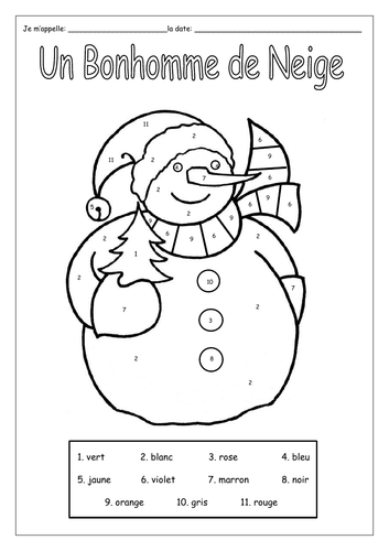 FRENCH - CHRISTMAS - NOËL - Colour by numbers - Worksheets | Teaching ...