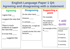 AQA English Language Paper 1 GCSE Writing Frame, Word-mats ...