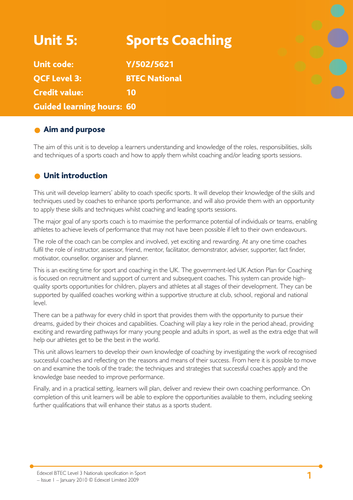 Sports Coaching Level 3 Sport NCFE | Teaching Resources