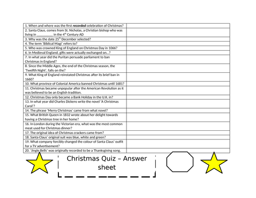 history-of-christmas-quiz-teaching-resources